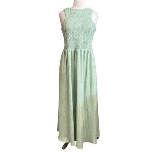 Asos Design long green crinkle dress with scoop back large